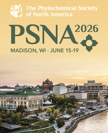 The 2026 Phytochemical Society of North America (PSNA) meeting flyer, showing the PSNA logo and the picture of UW-Madison Memorial Union.